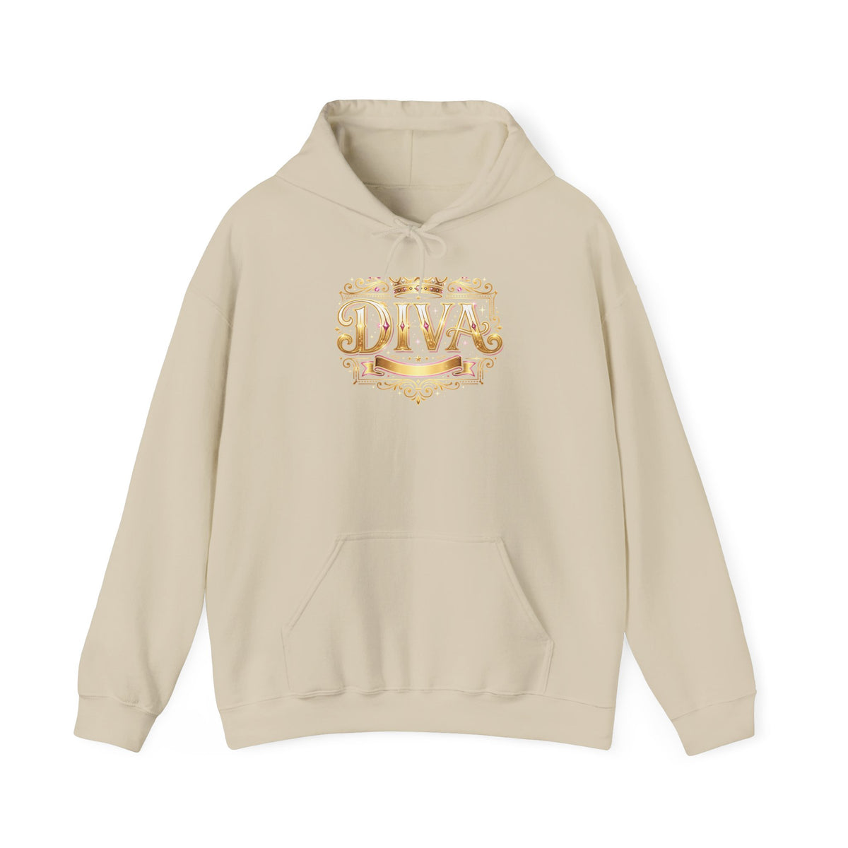 Diva Gold Foil Hoodie — Glam Statement Pullover for Stylish Women