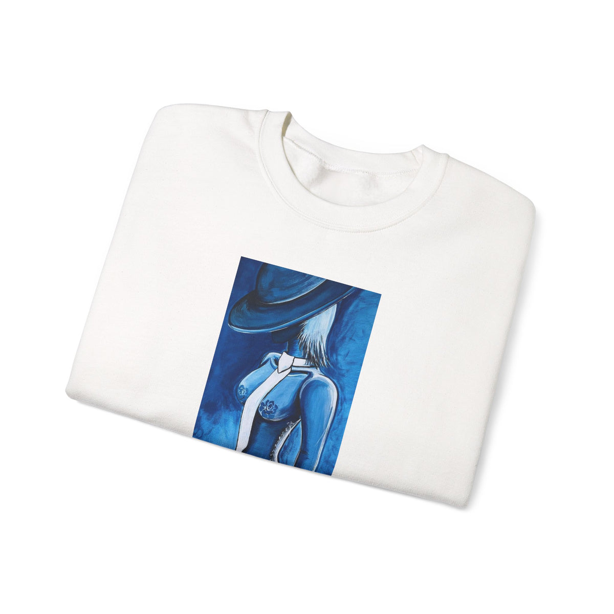 Crewneck Sweatshirt — Blue Abstract Woman Art (LUCARTstudios)