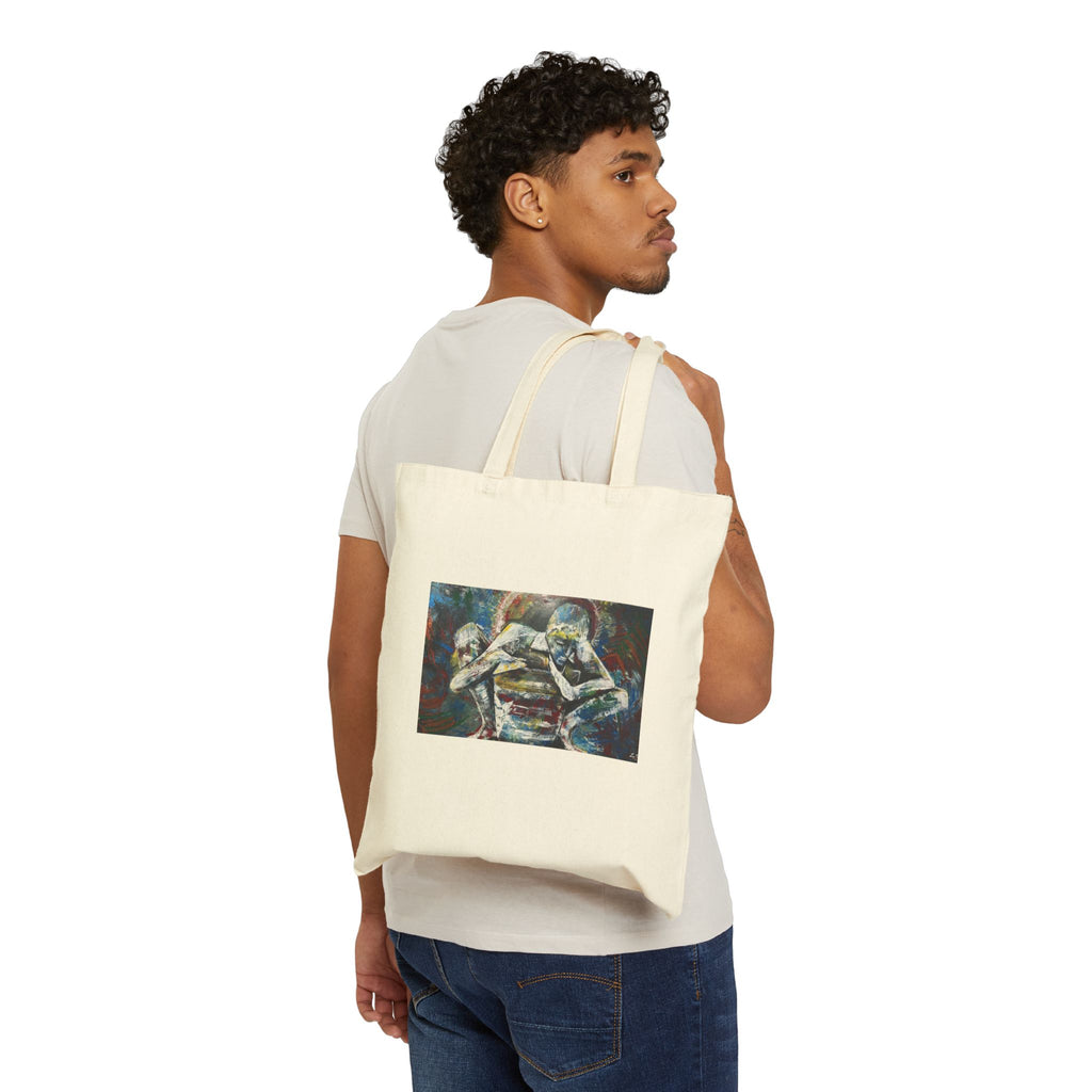 Canvas Tote Bag — Colorful Abstract Wrestling Art Print Tote