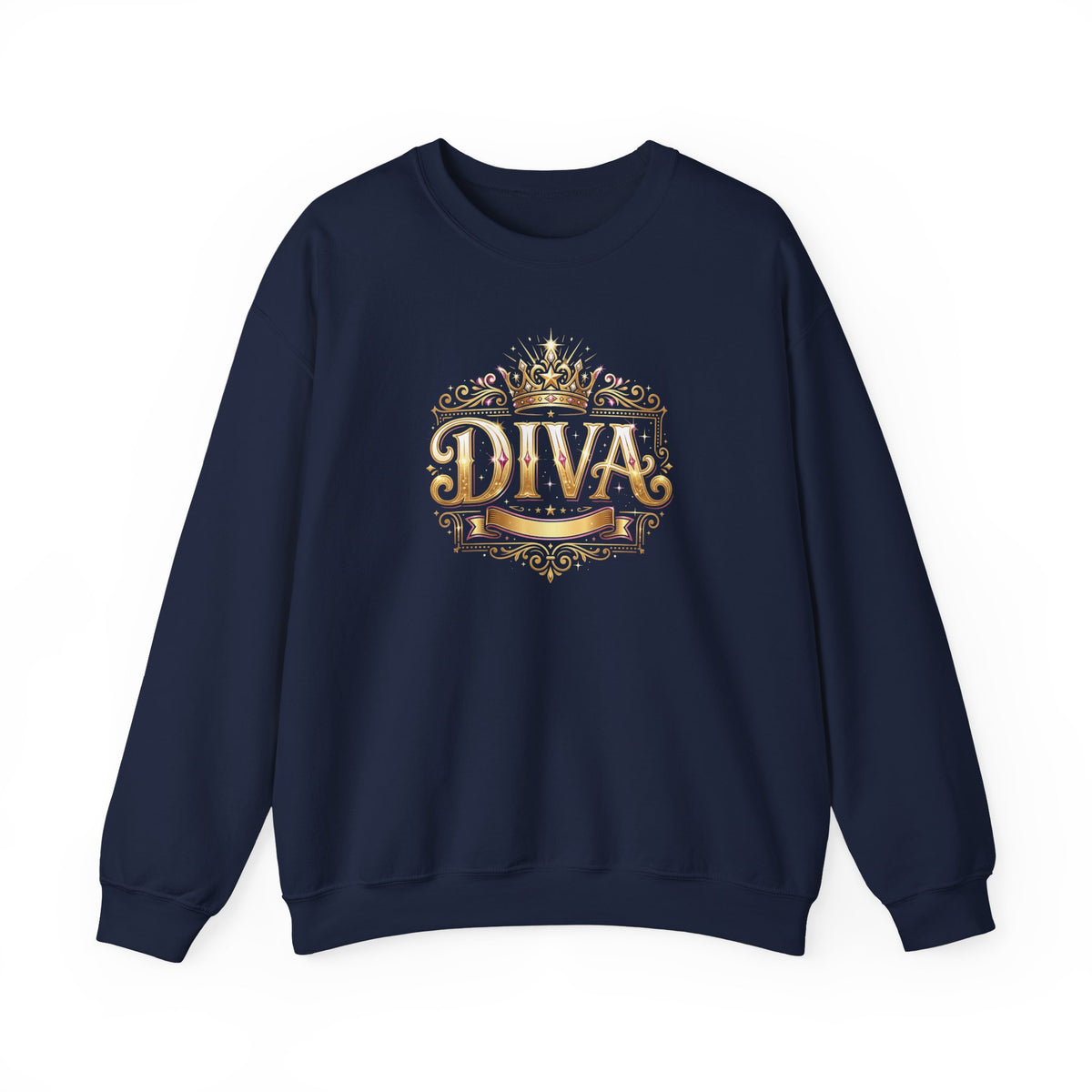 Diva Crown Sweatshirt — Gold Foil ‘DIVA’ Graphic Crewneck