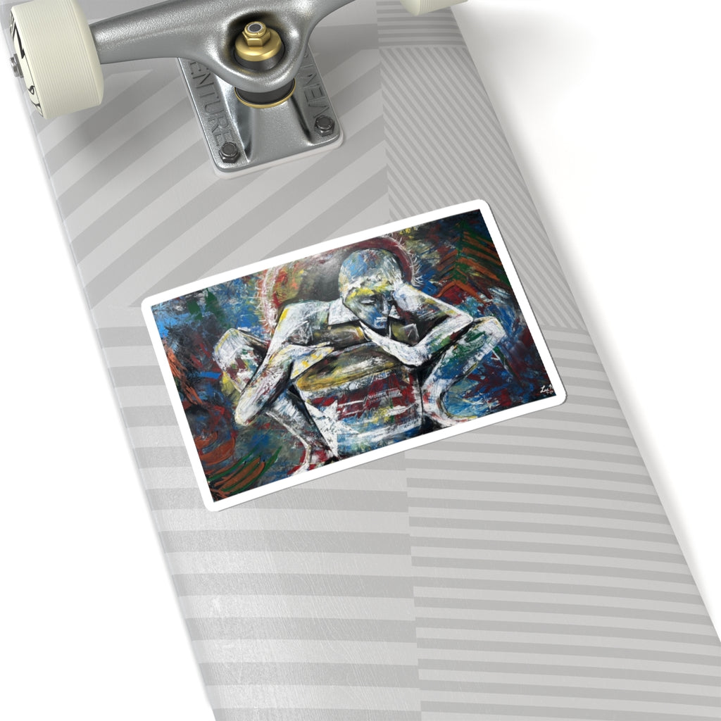 Abstract Embrace Kiss-Cut Sticker — Vibrant Figurative Art for Laptops & Journals