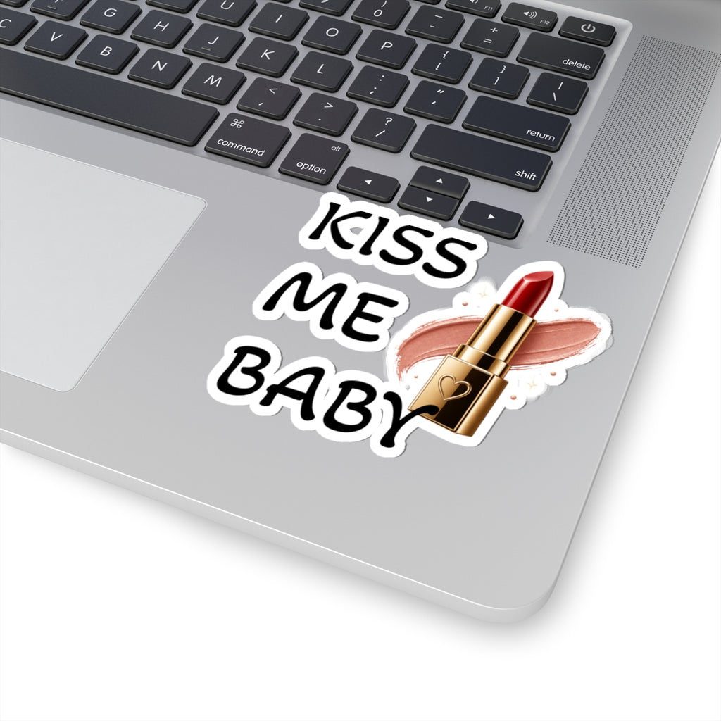 Kiss Me Baby Lipstick Sticker — Cute Cosmetic Vinyl Kiss-Cut Decal