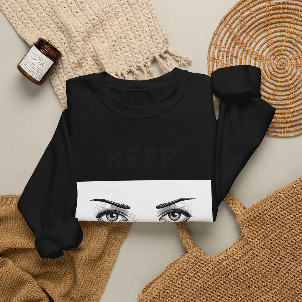 Keep Walking Crewneck Sweatshirt — Bold Eyeglasses Graphic Motivational Pullover