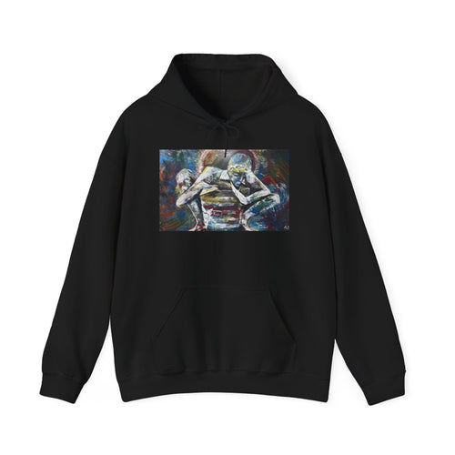 Abstract Wrestlers Hoodie – Athletic Art Pullover with Colorful Wrestling Design