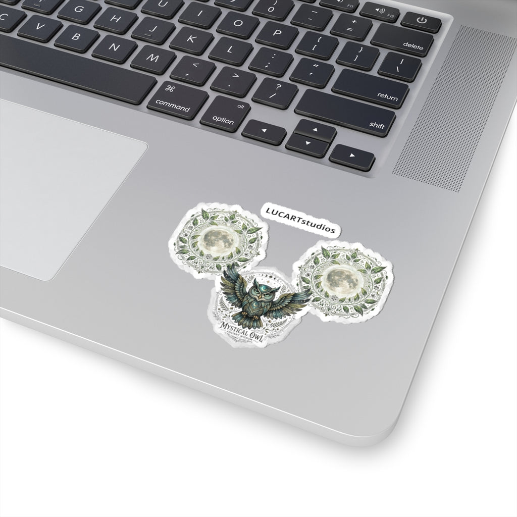 Mystical Owl Kiss-Cut Sticker Pack — Moon Mandala & Owl Decals