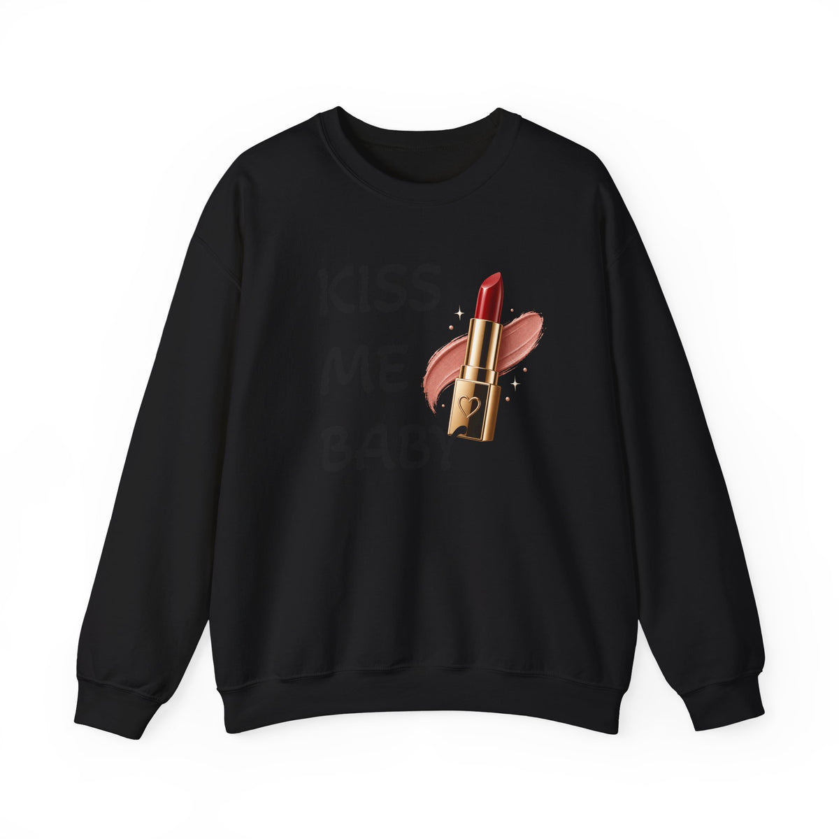 Kiss Me Baby Lipstick Crewneck Sweatshirt — Romantic Valentine’s Graphic Pullover