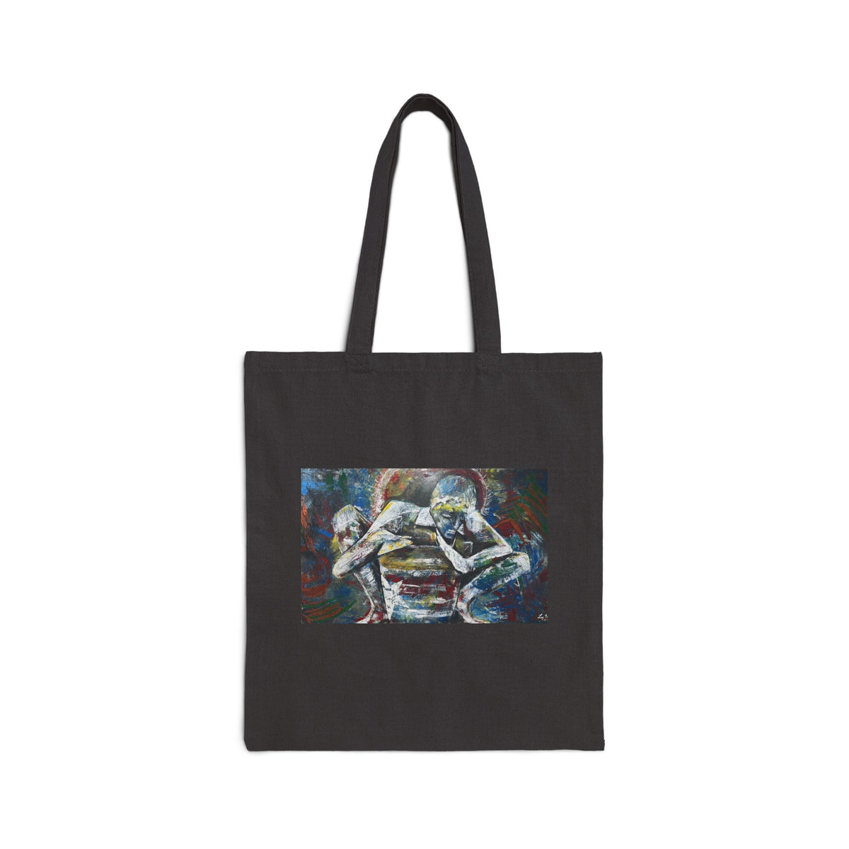Canvas Tote Bag — Colorful Abstract Wrestling Art Print Tote