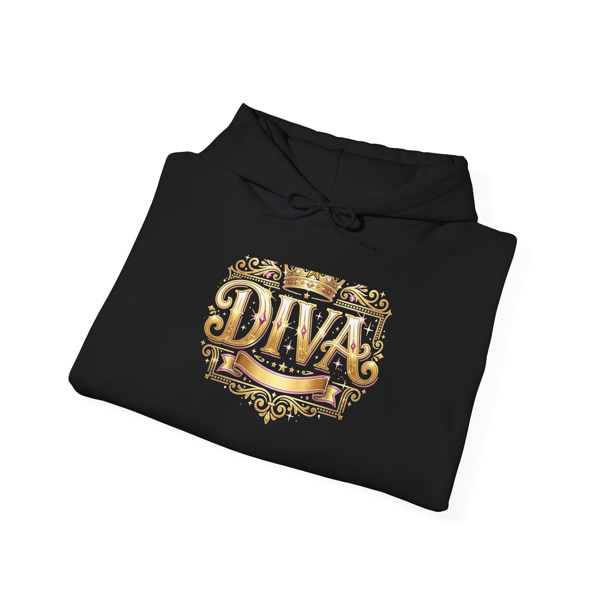 Diva Gold Foil Hoodie — Glam Statement Pullover for Stylish Women