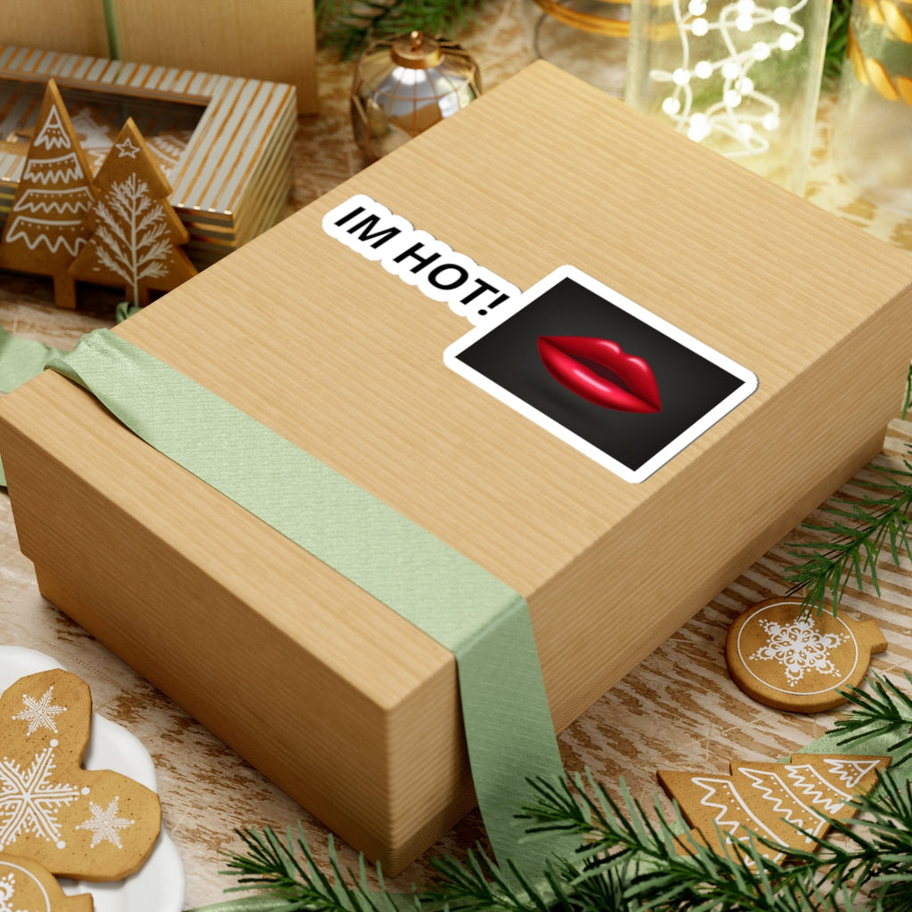 “IM HOT!” Kiss-Cut Sticker — Red Lips Graphic Sticker