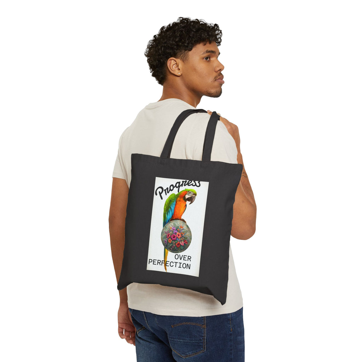 Progress Over Perfection Parrot Tote Bag