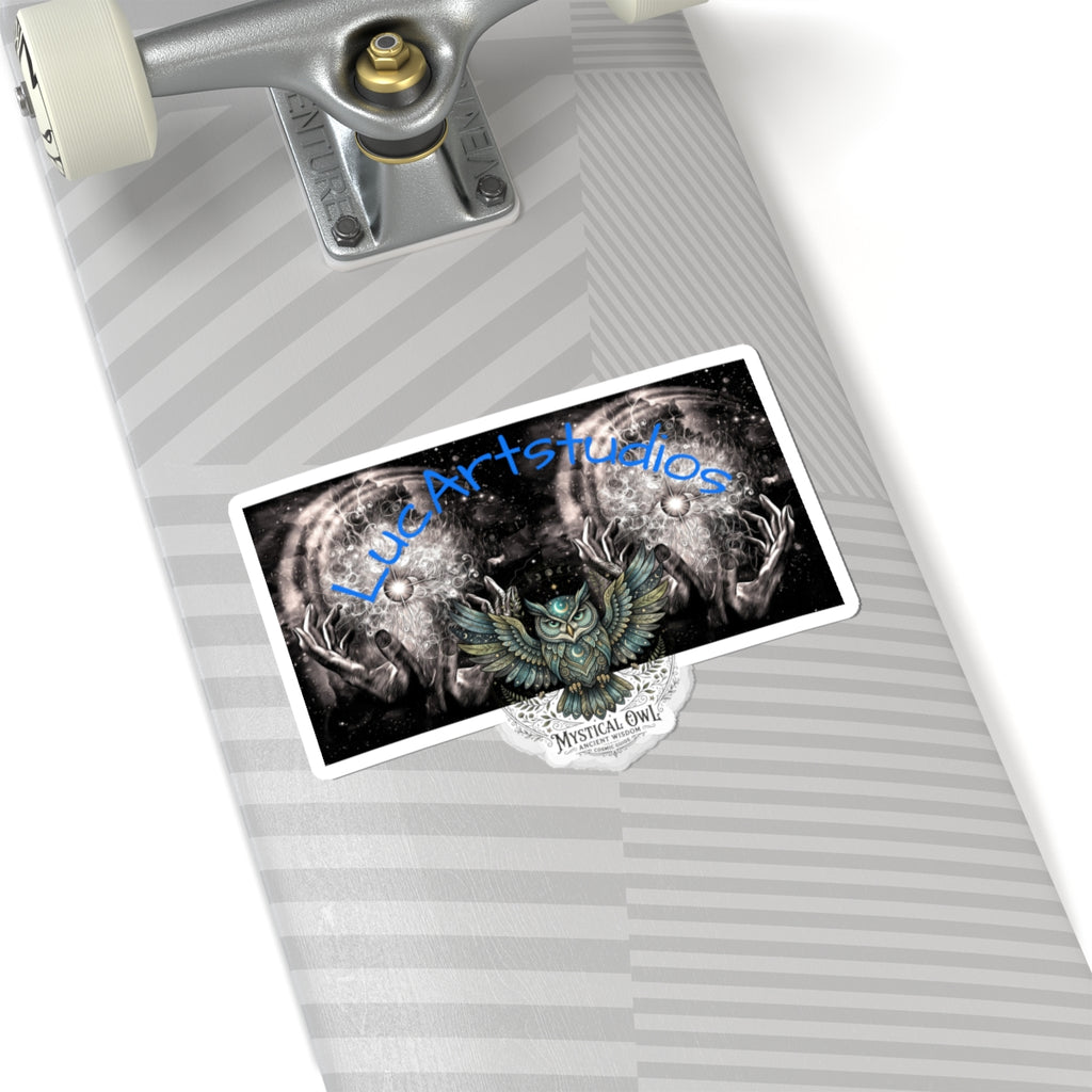 Mystical Owl & Magic Hands Kiss-Cut Sticker — LucArtstudios Logo