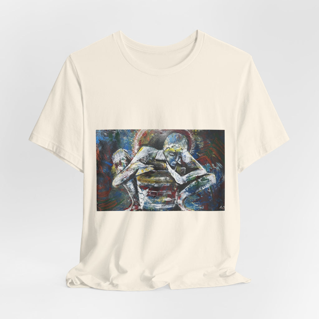 Abstract Emotive Art T-Shirt — Contemplative Figures Painting Tee