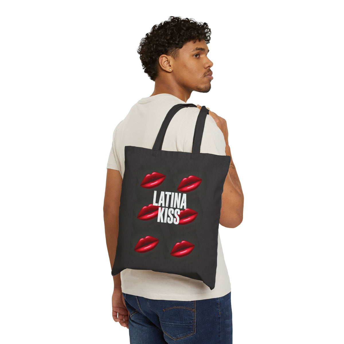 Tote Bag — 'Layna Kiss' Red Lips Graphic Canvas Tote