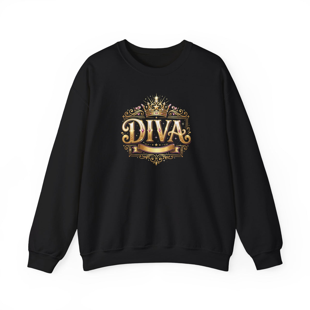 Diva Crown Sweatshirt — Gold Foil ‘DIVA’ Graphic Crewneck