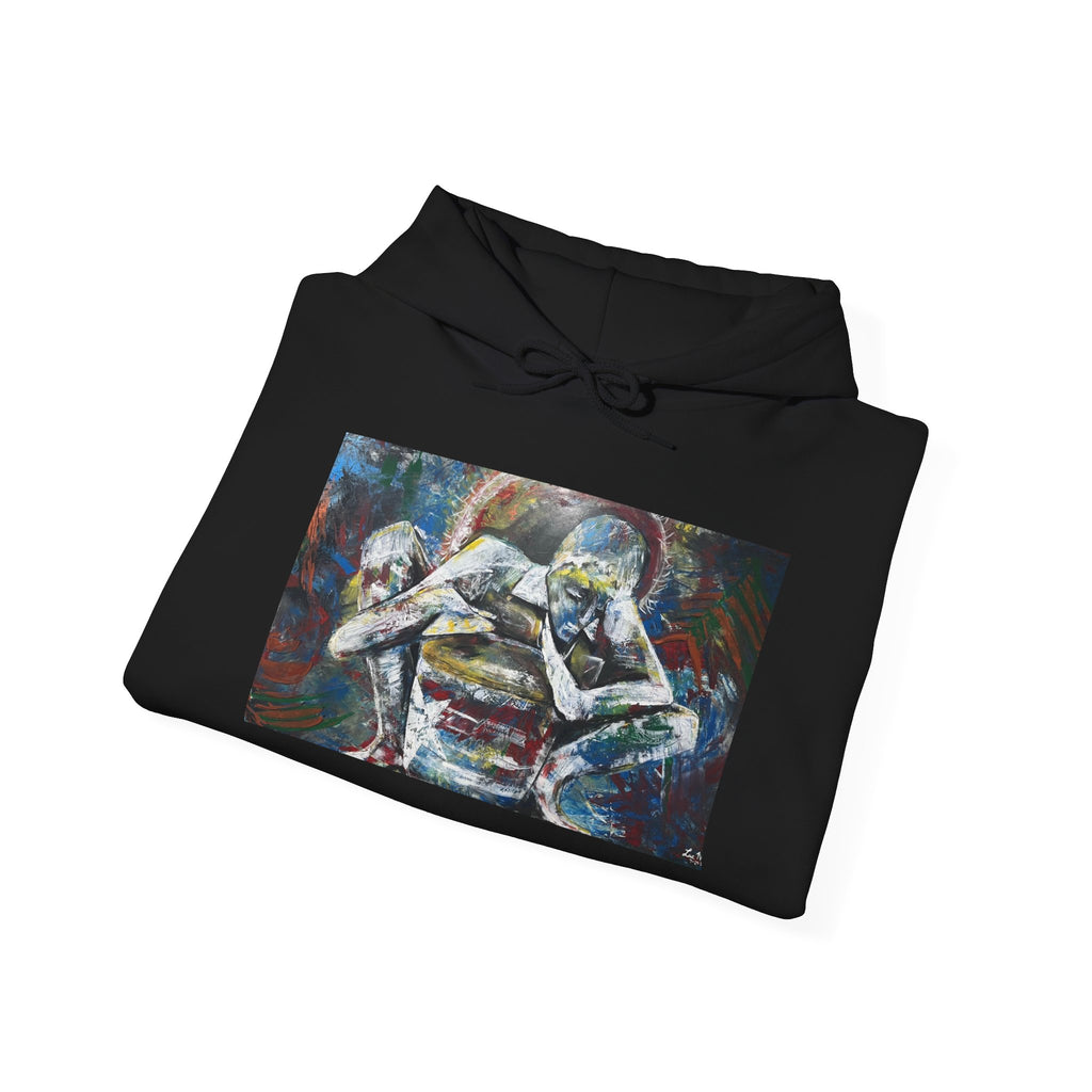 Abstract Wrestlers Hoodie – Athletic Art Pullover with Colorful Wrestling Design