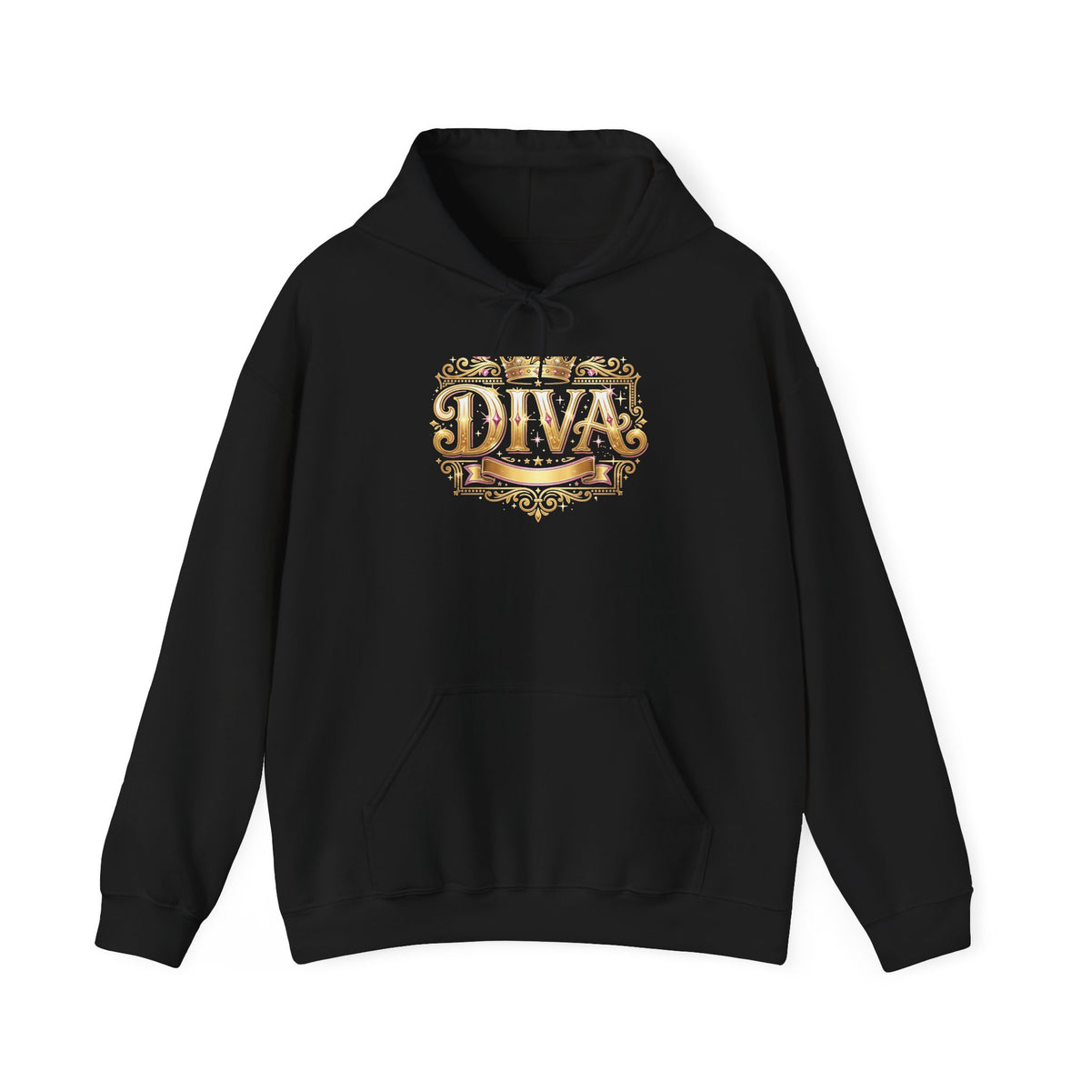 Diva Gold Foil Hoodie — Glam Statement Pullover for Stylish Women