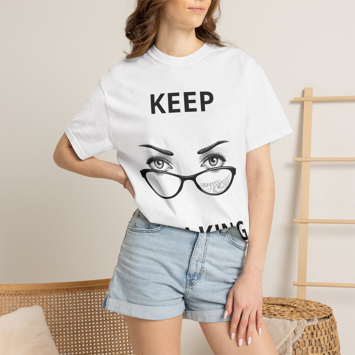 Keep Walking T-Shirt — Bold Eye & Glasses Graphic Tee