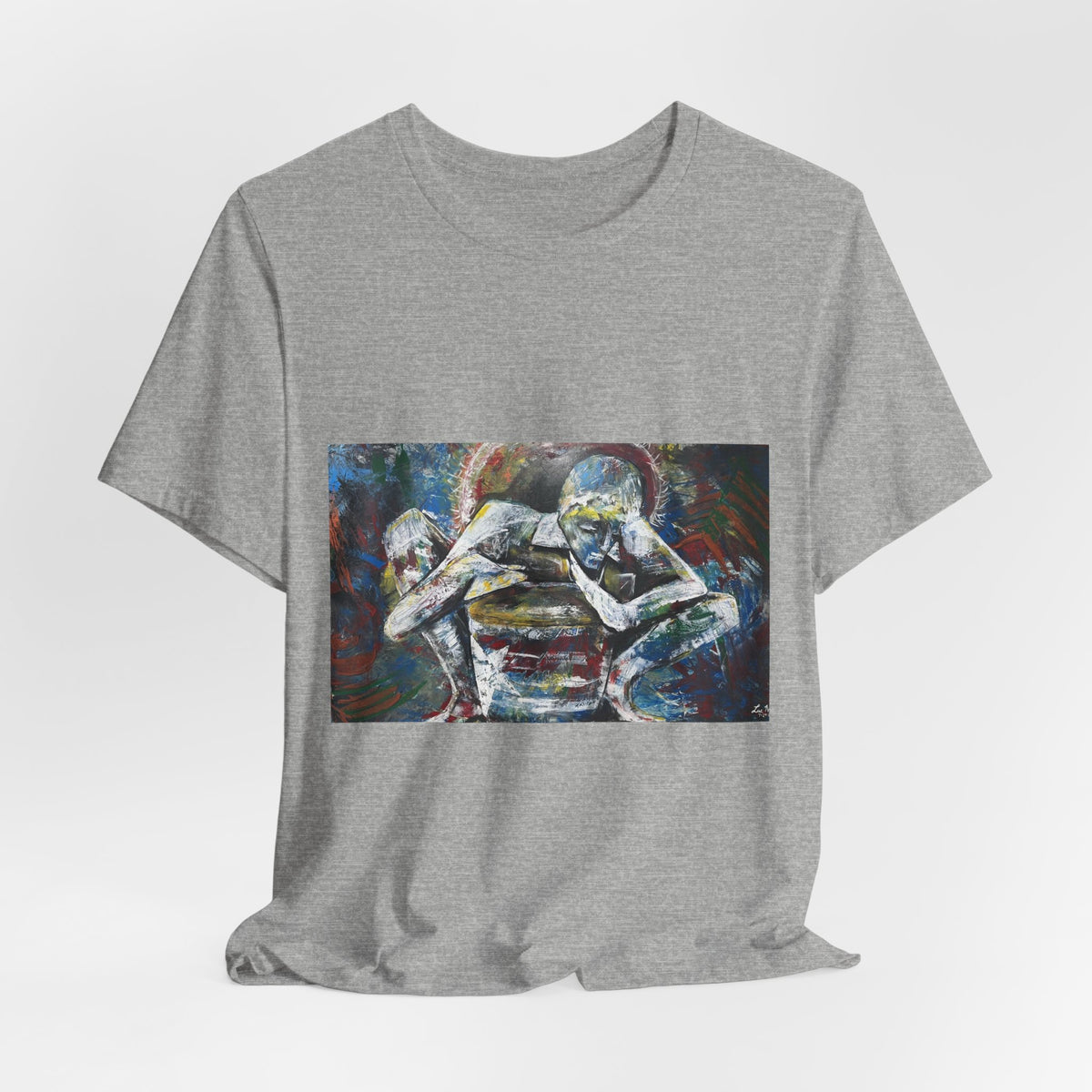 Abstract Emotive Art T-Shirt — Contemplative Figures Painting Tee