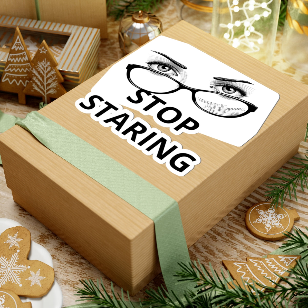 Stop Staring Sticker — Funny Glasses Eyes Kiss-Cut Laptop Decal