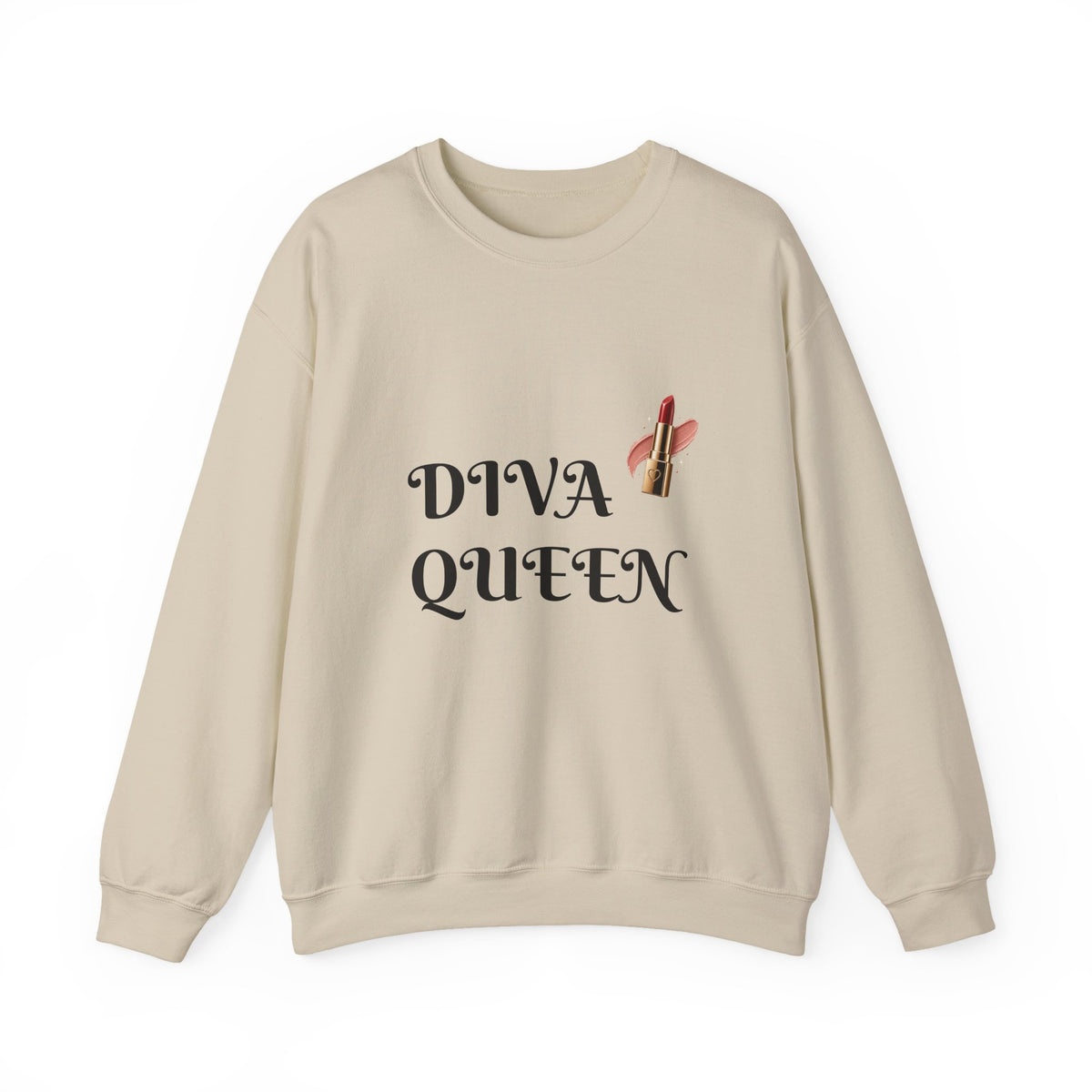Diva Queen Sweatshirt – Lipstick Graphic Cozy Crewneck for Women