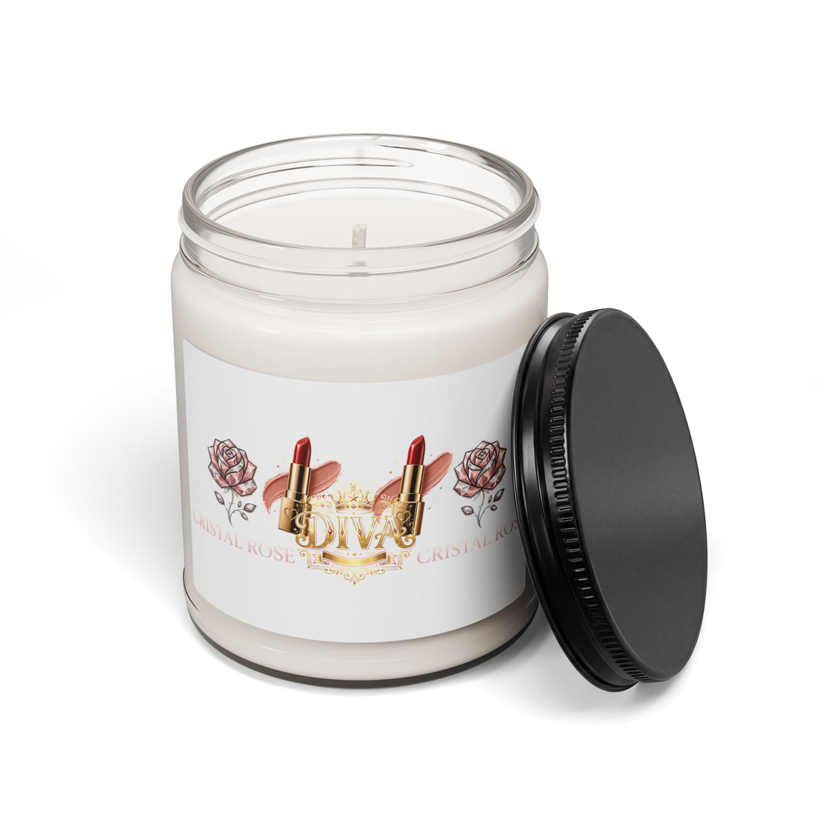Scented Soy Candle — 'Love' Lipstick & Rose Fragrance, 9oz