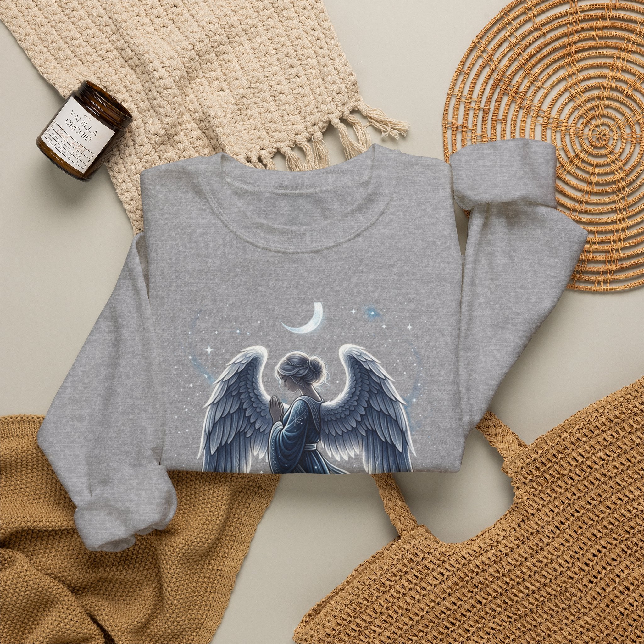 Angel Wings Crewneck Sweatshirt — Moonlit Guardian Graphic