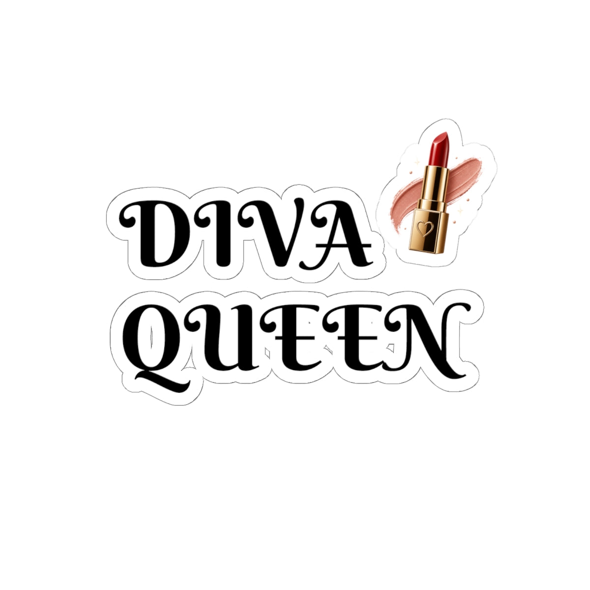 Diva Queen Kiss-Cut Sticker – Lipstick Graphic Sticker for Laptops & Makeup Lovers