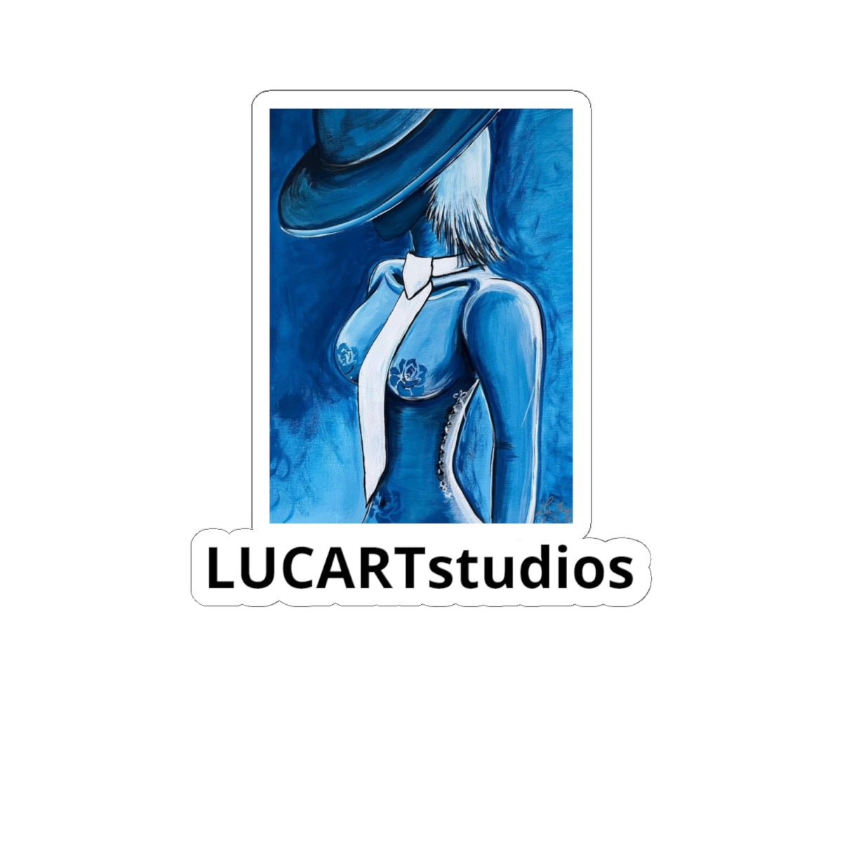 Blue Femme Art Sticker — LucARTstudios Kiss-Cut Decal