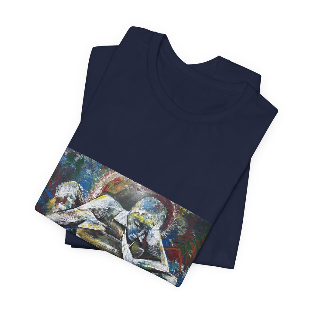 Abstract Emotive Art T-Shirt — Contemplative Figures Painting Tee