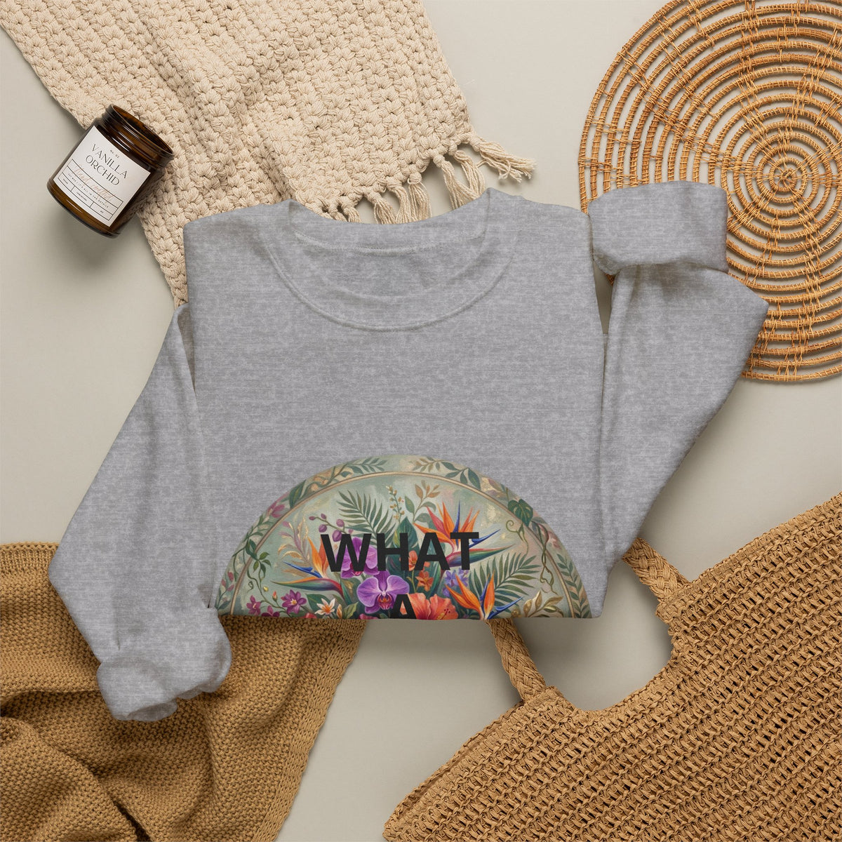 Floral "What a Wonderful" Crewneck Sweatshirt