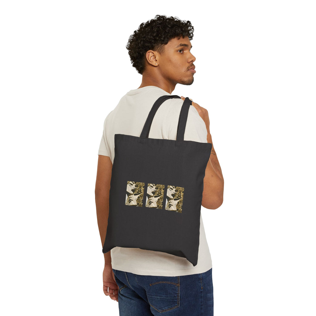 Vintage Floral Triptych Canvas Tote Bag