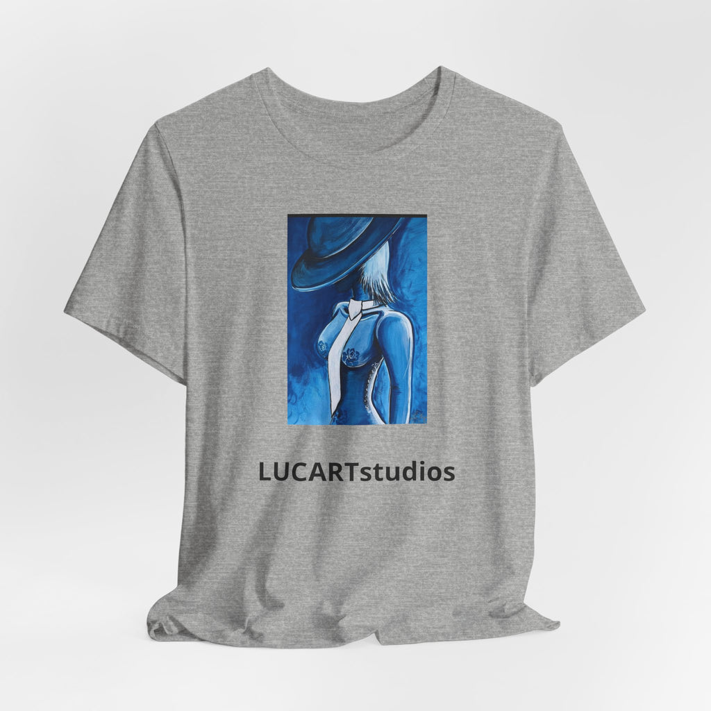 Blue Muse Art Tee — LUCARTstudios Woman in Hat Graphic T-Shirt