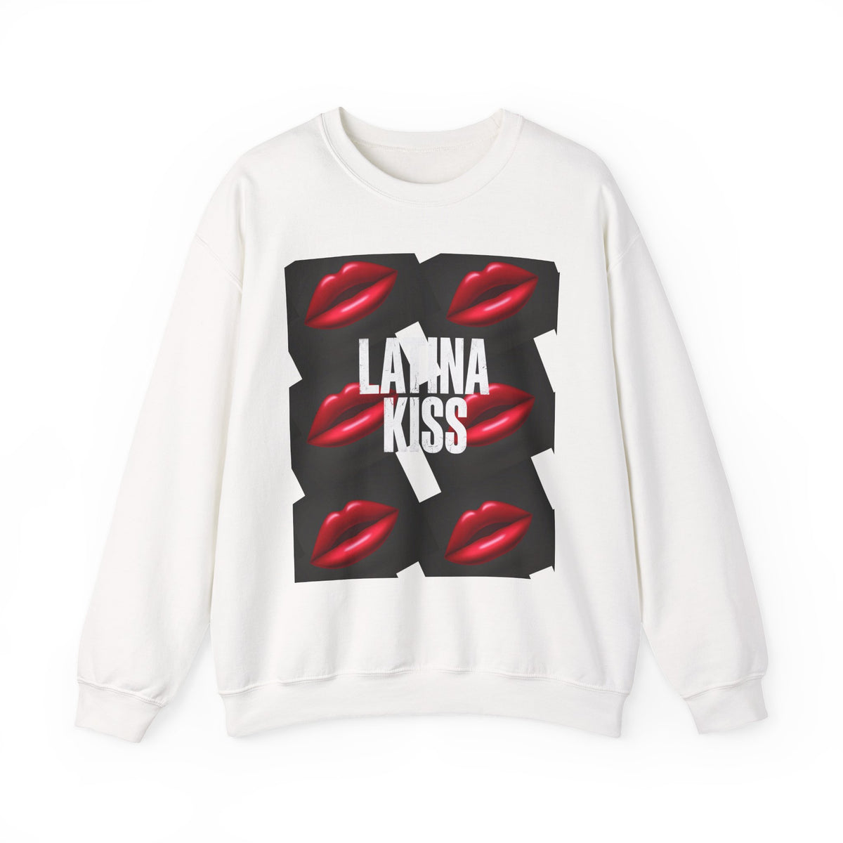 Latina Kiss Crewneck Sweatshirt — Bold Red Lips Graphic