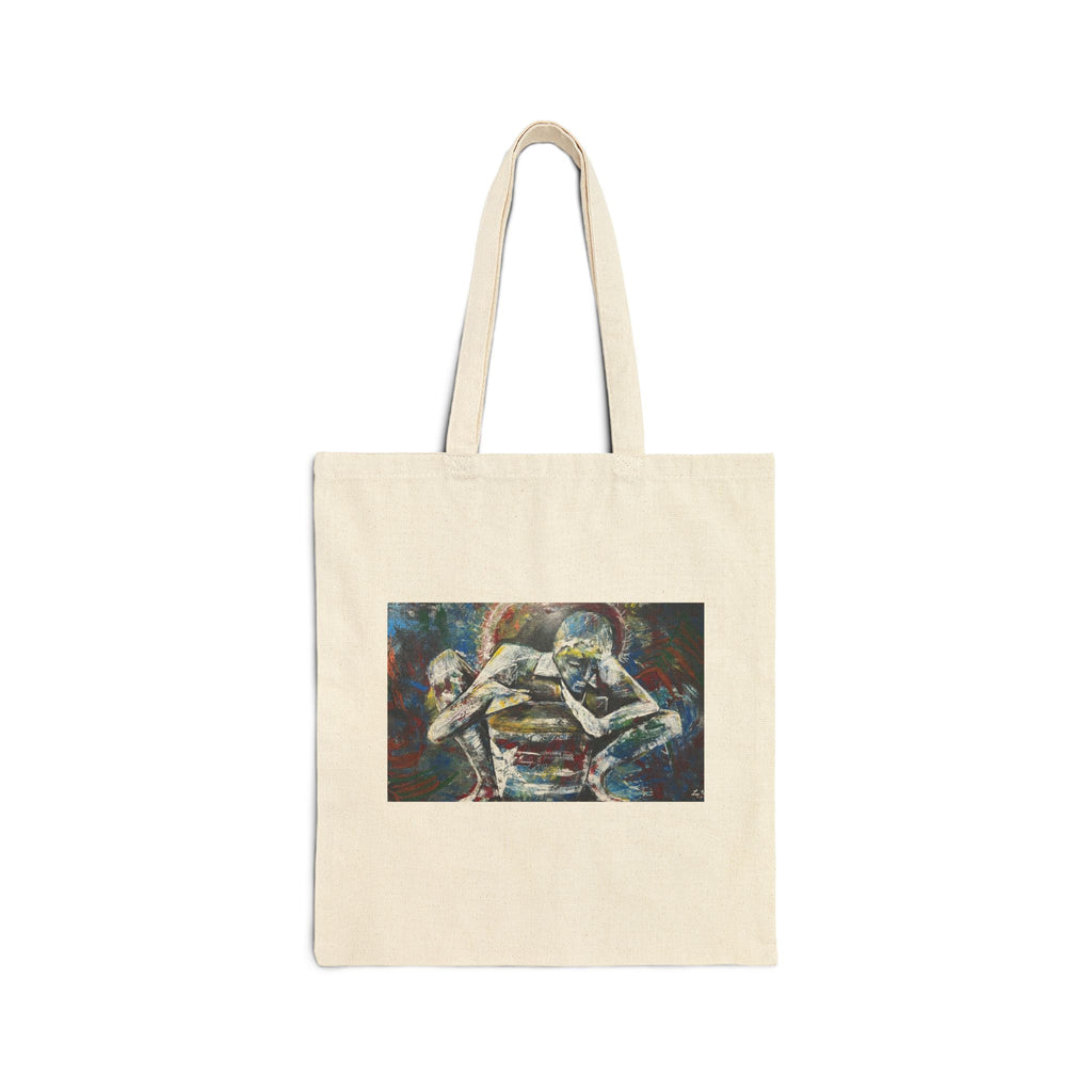 Canvas Tote Bag — Colorful Abstract Wrestling Art Print Tote