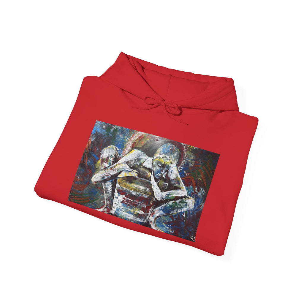 Abstract Wrestlers Hoodie — Artistic Sports Painting Pullover
