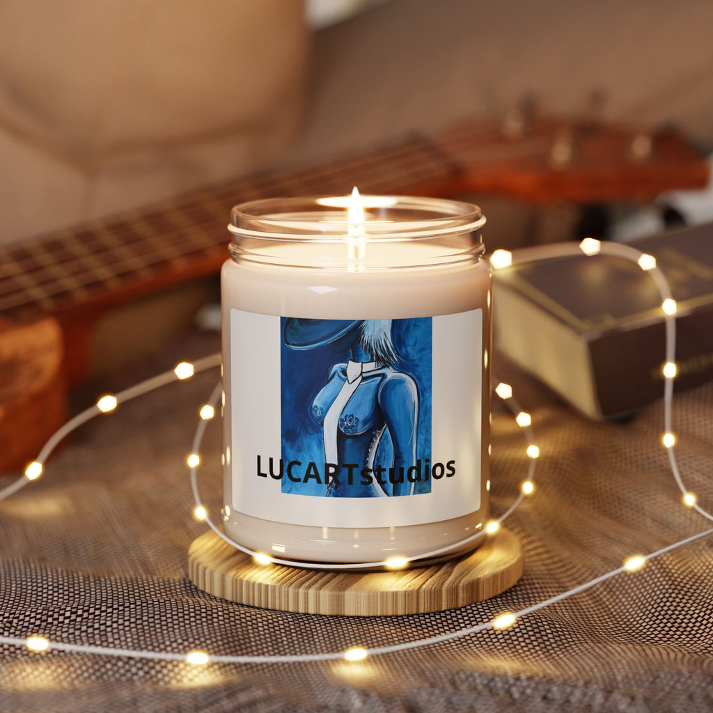 LucART Blue Muse 9oz Scented Soy Candle — Artistic Eau de Parfum Jar