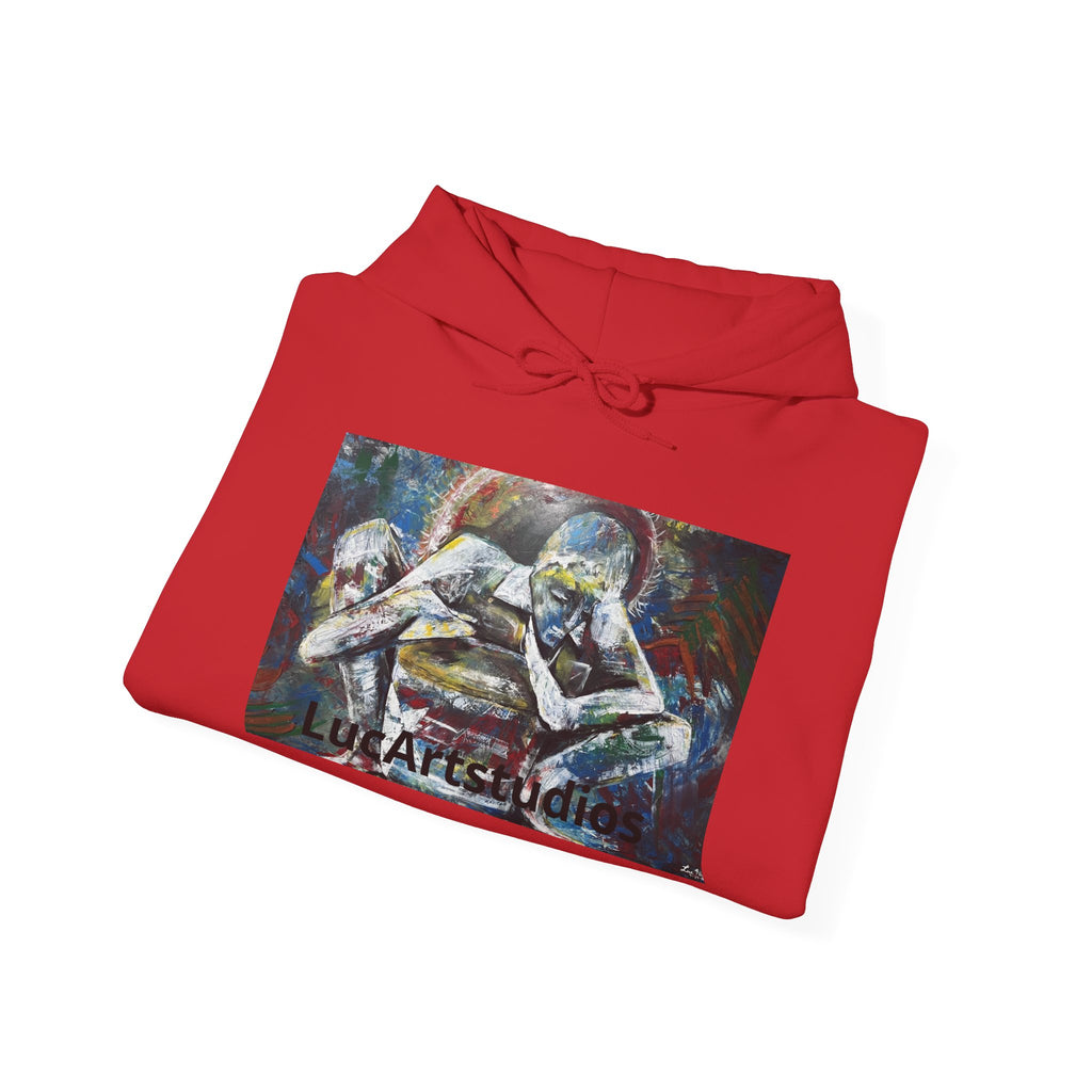 Artistic Embrace Hoodie — Abstract Couple Painting Sweatshirt