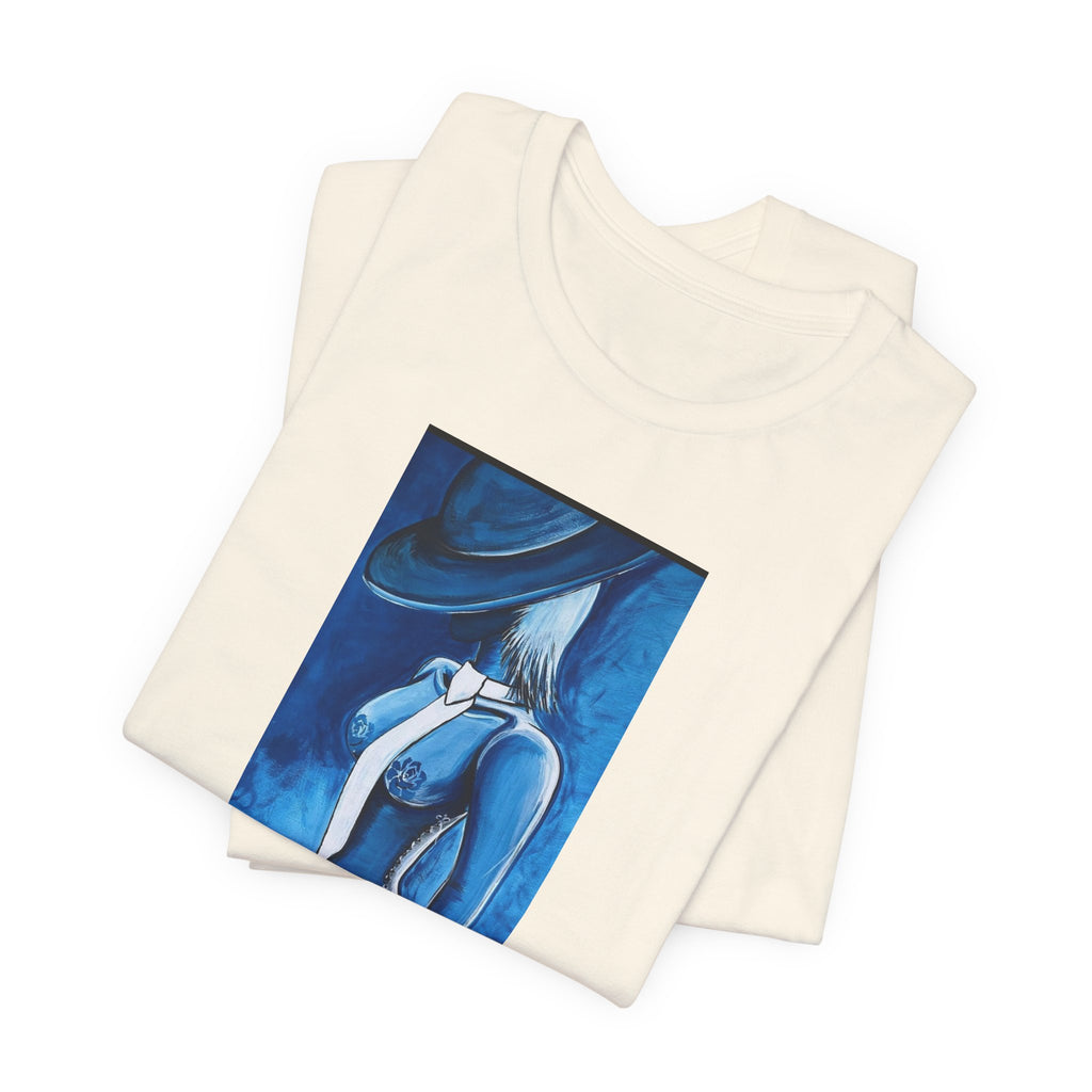 Blue Muse Art Tee — LUCARTstudios Woman in Hat Graphic T-Shirt