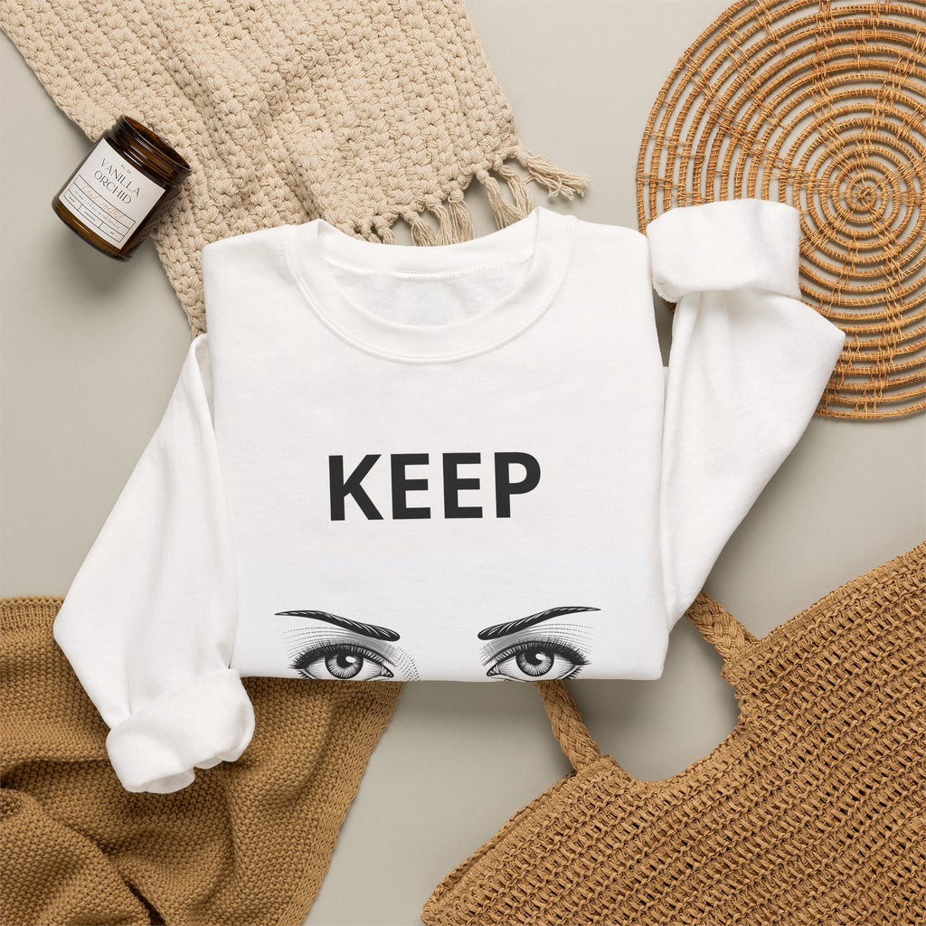 Keep Walking Crewneck Sweatshirt — Bold Eyeglasses Graphic Motivational Pullover