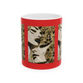 Art Nouveau Portrait Ceramic Mug — Gold Floral Woman Design (11oz/15oz)