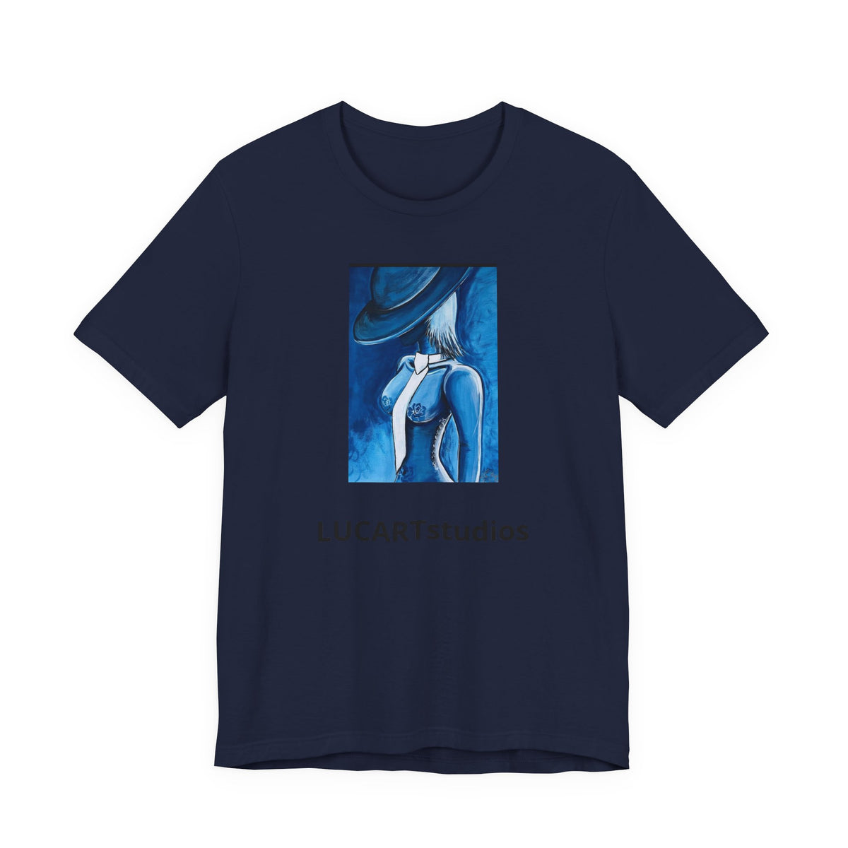 Blue Muse Art Tee — LUCARTstudios Woman in Hat Graphic T-Shirt