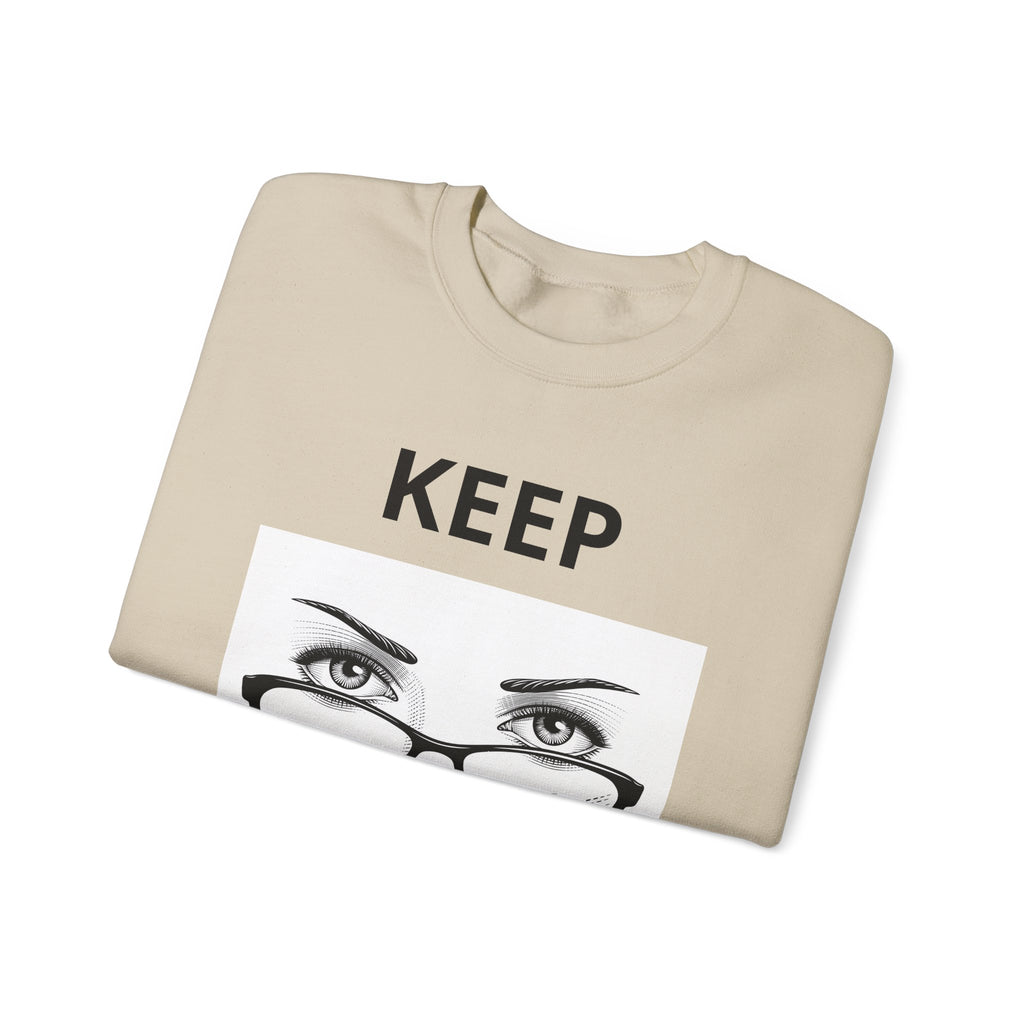 Keep Walking Crewneck Sweatshirt — Bold Eyeglasses Graphic Motivational Pullover