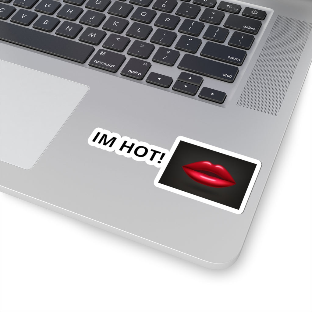 “IM HOT!” Kiss-Cut Sticker — Red Lips Graphic Sticker