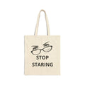 Tote Bag — "Stop Staring" Eyes Graphic Canvas Tote (Funny Statement Shopper)