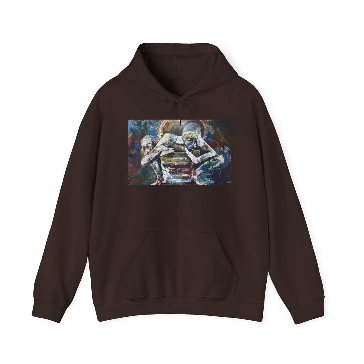 Abstract Wrestlers Hoodie — Artistic Sports Painting Pullover
