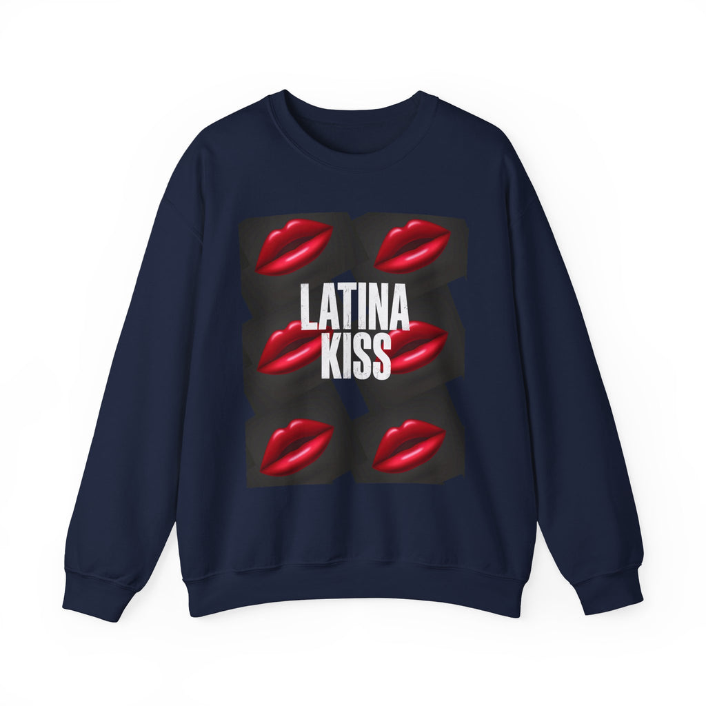 Latina Kiss Crewneck Sweatshirt — Bold Red Lips Graphic