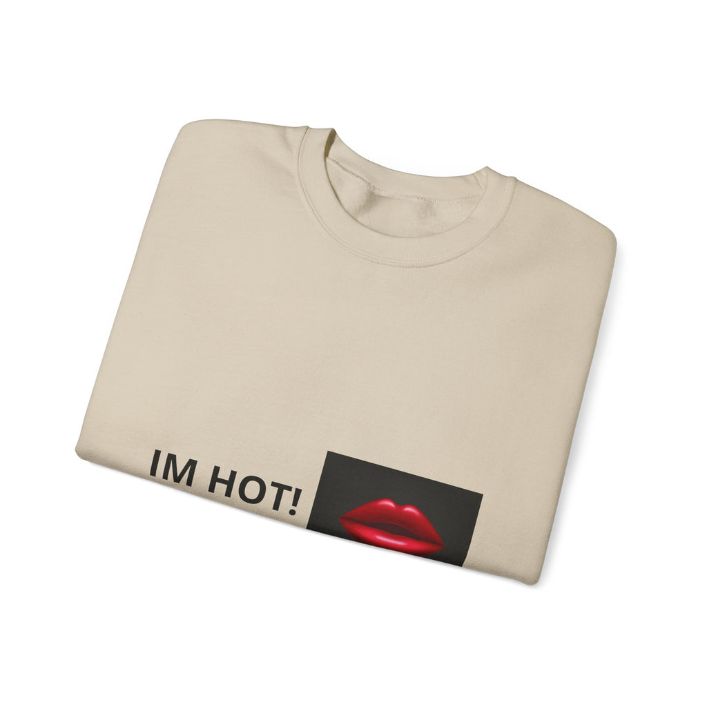 IM HOT! Lip Graphic Sweatshirt — Bold Red Lips Crewneck