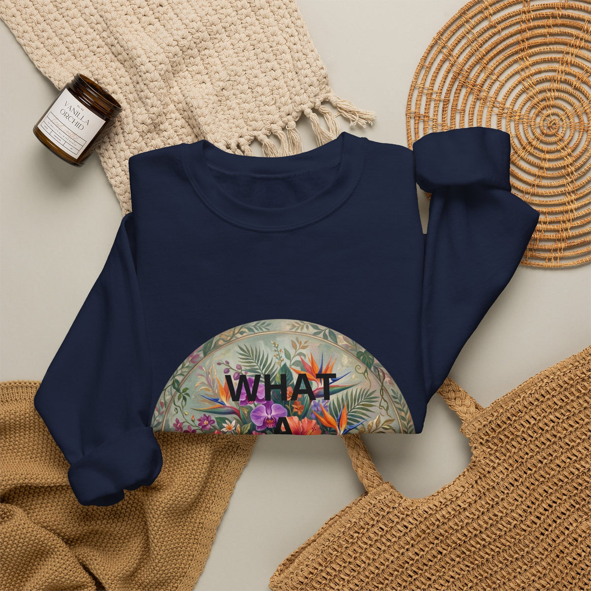 Floral "What a Wonderful" Crewneck Sweatshirt