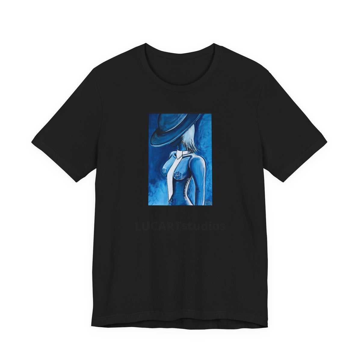 Blue Muse Art Tee — LUCARTstudios Woman in Hat Graphic T-Shirt