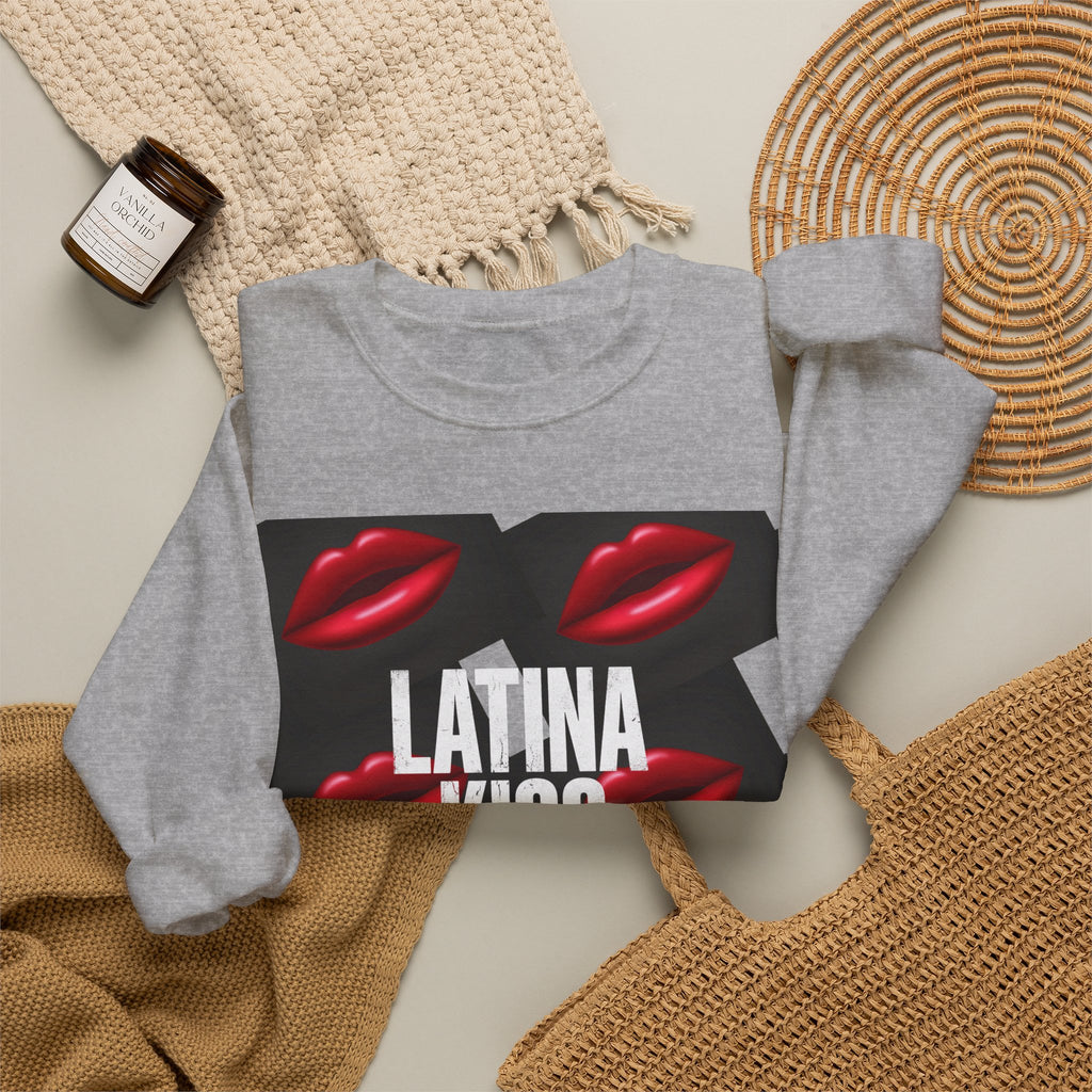 Latina Kiss Crewneck Sweatshirt — Bold Red Lips Graphic